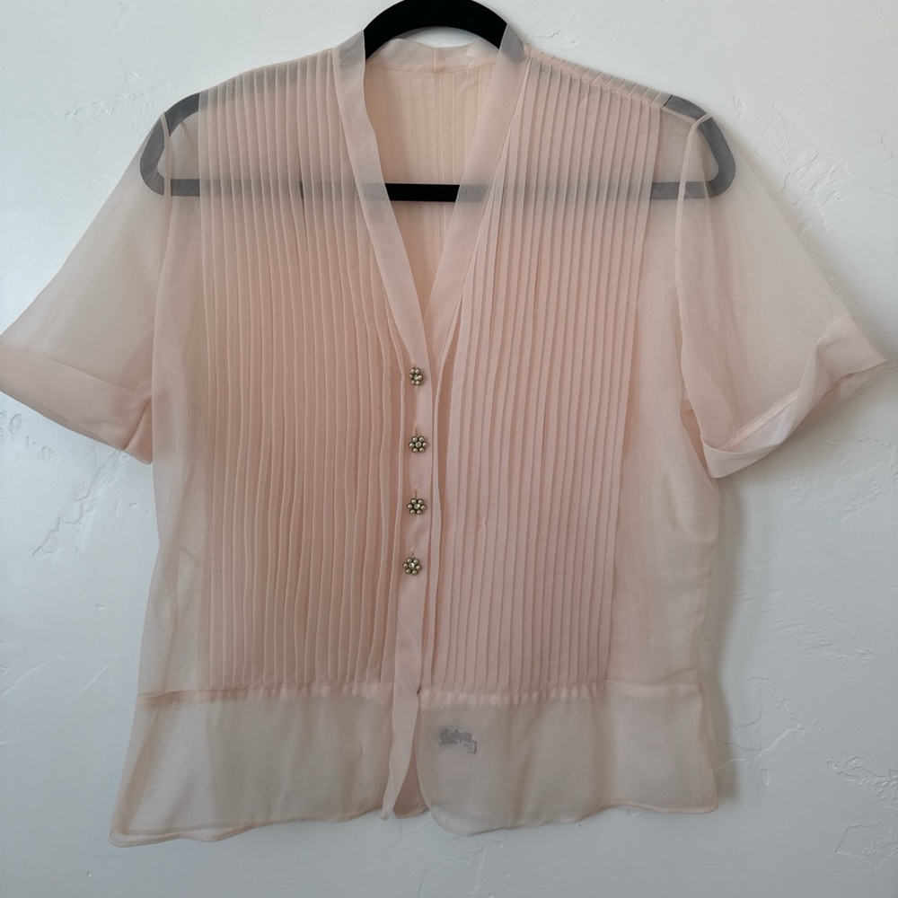 Eclipse Pink Mandarin Collar Flutter Sleeve Blouse